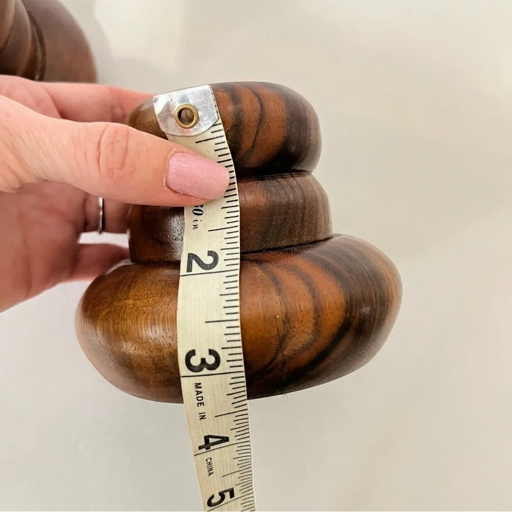 Vintage Wood Chunky Candle Holders Set of Two MCM